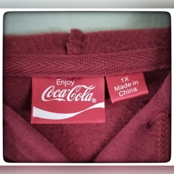 Coca-Cola Burgundy & White Holiday Hoodie Sz 1X - Picture 6 of 6